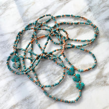 Load image into Gallery viewer, COPPER AND TURQUOISE beaded wristlace (wrap bracelet/necklace in one)