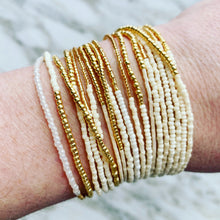 Load image into Gallery viewer, IVORY AND GOLD beaded wrap bracelet / 'wristlace'