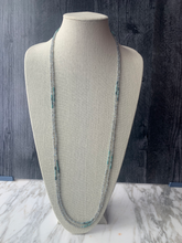 Load image into Gallery viewer, Long beaded necklace with aquamarine