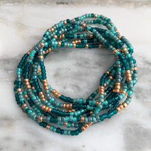 Load image into Gallery viewer, COPPER AND TEAL beaded wristlace