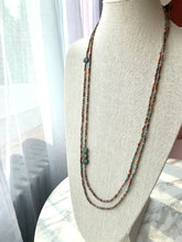 Load image into Gallery viewer, SMOKY TEAL AND TERRACOTTA beaded wristlace (wrap bracelet and necklace in one)