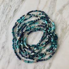 Load image into Gallery viewer, TURQUOISE AND NAVY beaded wristlace