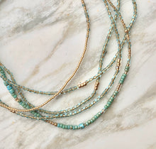 Load image into Gallery viewer, TURQUOISE AND GOLD beaded 'wristlace'