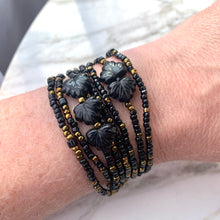 Load image into Gallery viewer, BLACK BEAUTY beaded wristlace (wrap bracelet/necklace in one)