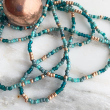 Load image into Gallery viewer, COPPER AND TEAL beaded wristlace