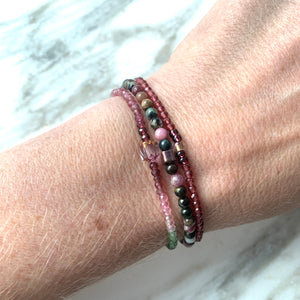 MULTI TOURMALINE single-strand gemstone bracelet
