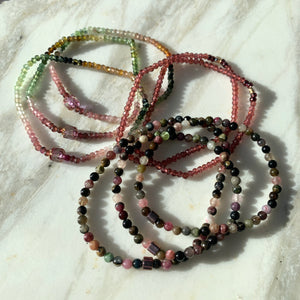 MULTI TOURMALINE single-strand gemstone bracelet