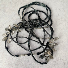 Load image into Gallery viewer, BLACK FRINGE &#39;wristlace&#39; with rutilated quartz fringe