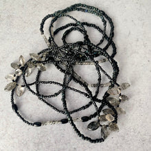 Load image into Gallery viewer, BLACK FRINGE 'wristlace' with rutilated quartz fringe
