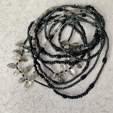 Load image into Gallery viewer, BLACK FRINGE 'wristlace' with rutilated quartz fringe