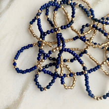 Load image into Gallery viewer, One of a Kind! MIDNIGHT LAPIS gemstone beaded 'wristlace' with lapis lazuli and gold beads