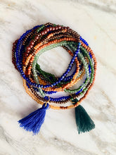 Load image into Gallery viewer, CHESTNUT & COBALT Lapis and apatite beaded 'wristlace'