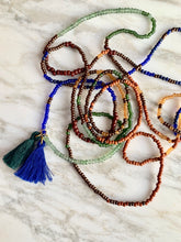 Load image into Gallery viewer, CHESTNUT & COBALT Lapis and apatite beaded 'wristlace'