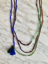 Load image into Gallery viewer, CHESTNUT & COBALT Lapis and apatite beaded 'wristlace'