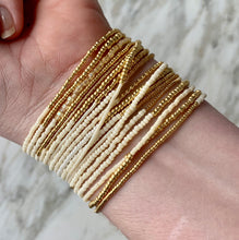 Load image into Gallery viewer, IVORY AND GOLD beaded wrap bracelet / 'wristlace'