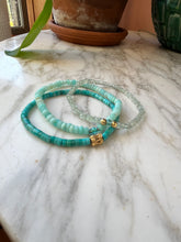 Load image into Gallery viewer, GENUINE TURQUOISE gemstone single-strand bracelet with gold-plated bead