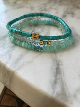 Load image into Gallery viewer, GENUINE TURQUOISE gemstone single-strand bracelet with gold-plated bead