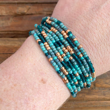 Load image into Gallery viewer, COPPER AND TEAL beaded wristlace
