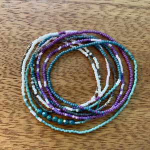 TURQUOISE AND PURPLE beaded wristlace