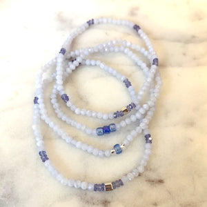BLUE LACE AGATE single-strand gemstone bracelet