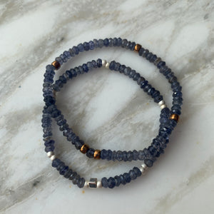 IOLITE denim-blue gemstone single-strand bracelet
