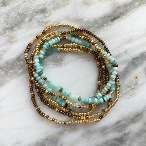 BRONZE AND BLUE Peruvian Blue Opal 'wristlace'