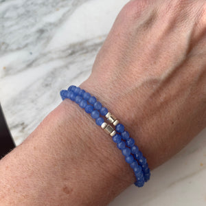 BLUE CHALCEDONY gemstone single-strand bracelet