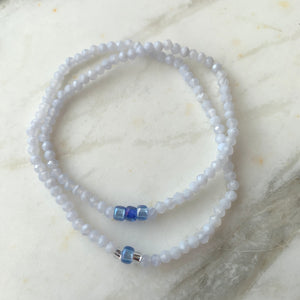 BLUE LACE AGATE single-strand gemstone bracelet