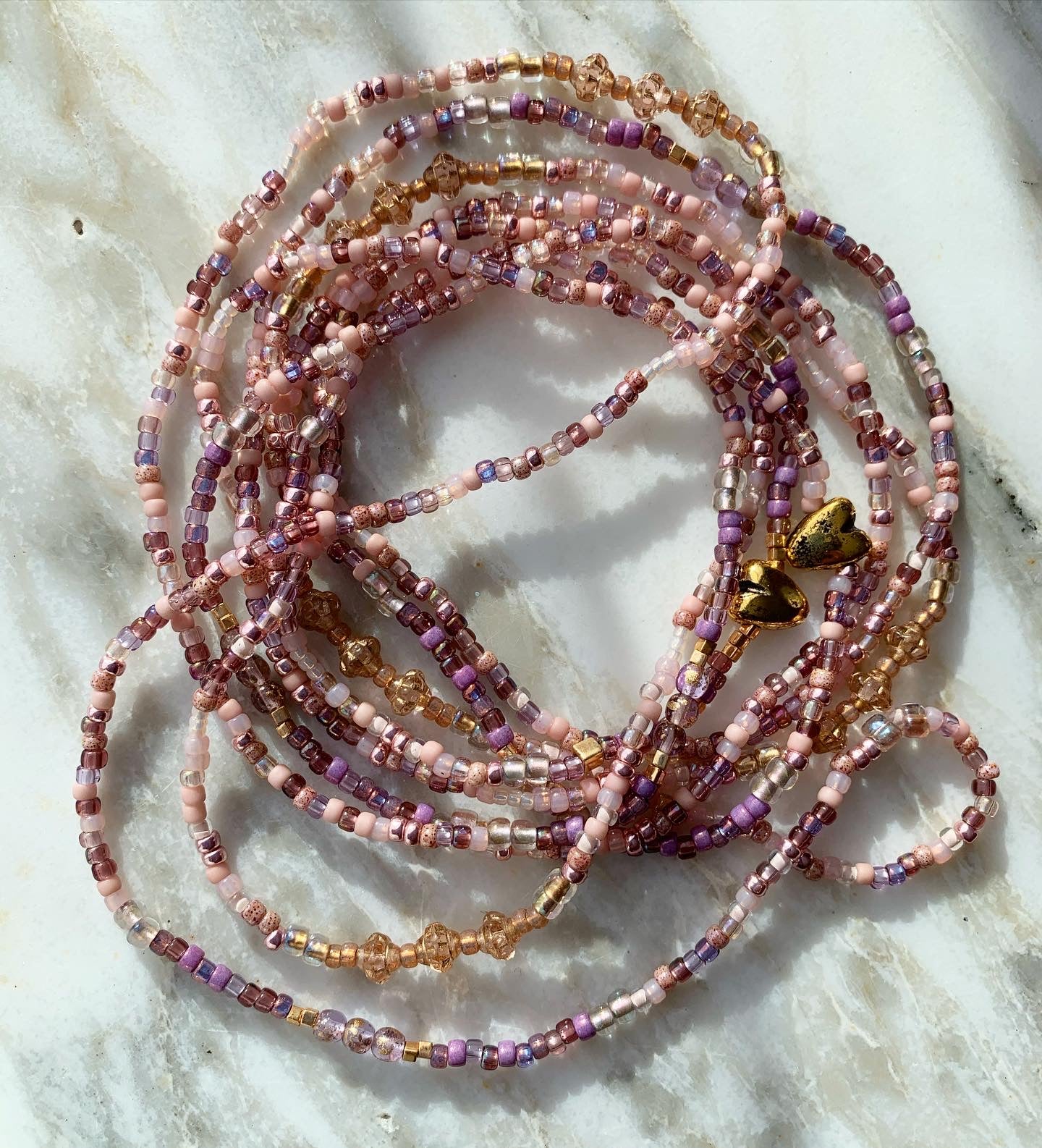 rose gold seed beads ROSE GOLD beaded 'wristlace' with vintage beads – Koi Beads