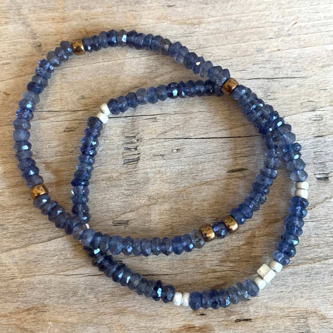 IOLITE denim-blue gemstone single-strand bracelet