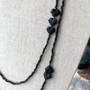 BLACK BEAUTY beaded wristlace (wrap bracelet/necklace in one)