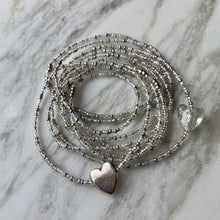 Load image into Gallery viewer, SILVER CONFETTI beaded wristlace with Czech glass heart