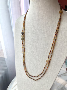CLASSIC TORTOISE beaded wrap bracelet/necklace with tortoise effect