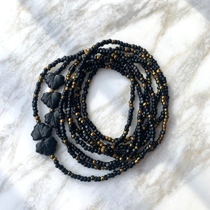 BLACK BEAUTY beaded wristlace (wrap bracelet/necklace in one)