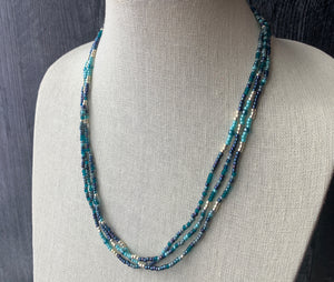 TURQUOISE AND NAVY beaded wristlace