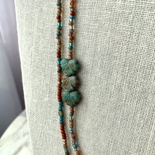 Load image into Gallery viewer, SMOKY TEAL AND TERRACOTTA beaded wristlace (wrap bracelet and necklace in one)
