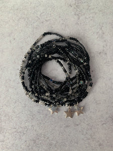 BLACK STARS Rutilated quartz beaded 'wristlace'