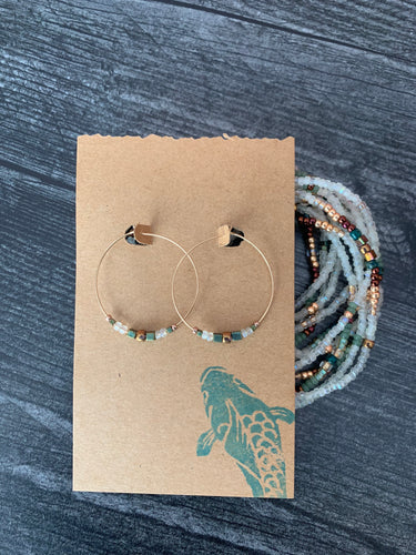 GREEK PATINA 14k goldfill beaded hoop earrings