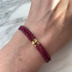 GENUINE RUBY gemstone single-strand bracelet