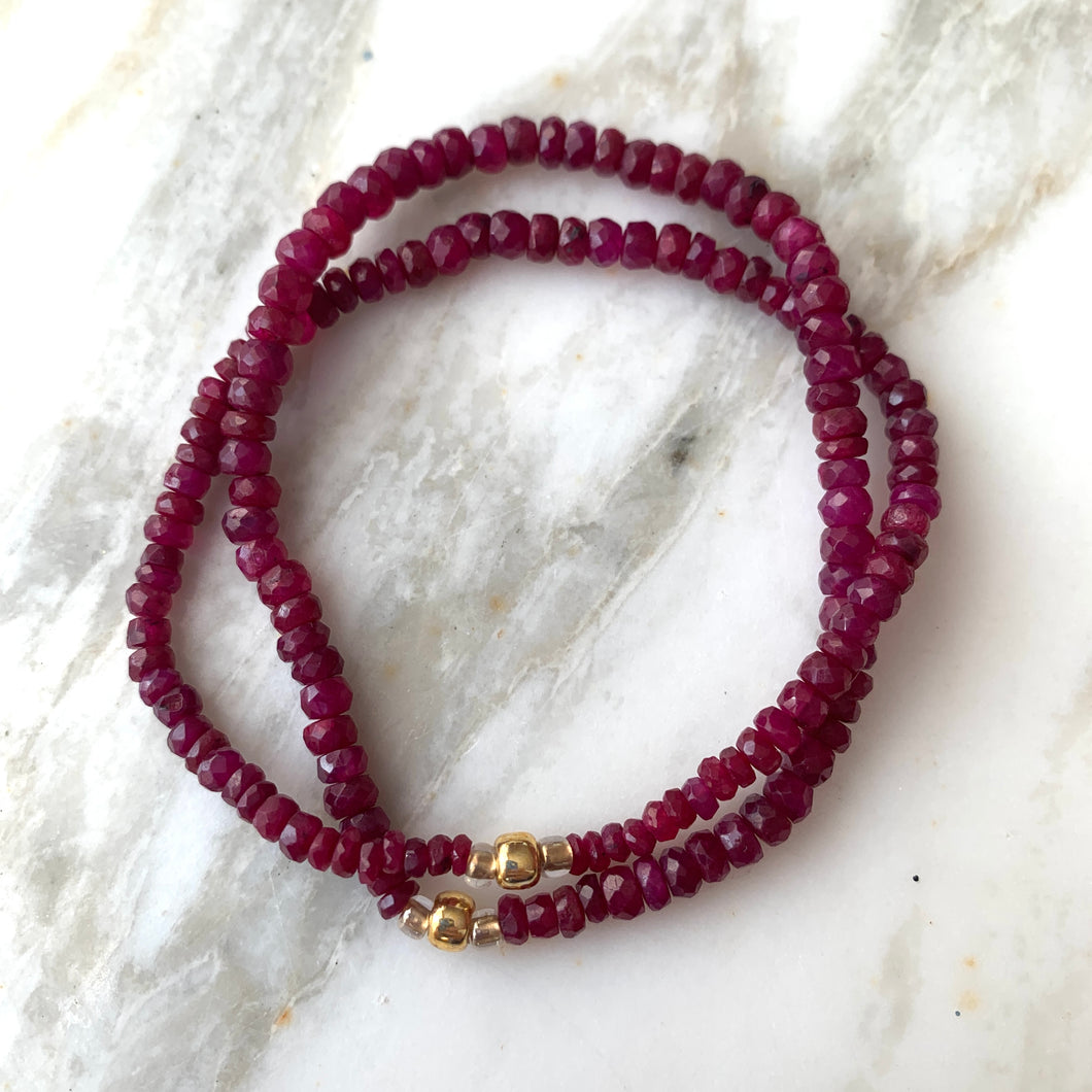 GENUINE RUBY gemstone single-strand bracelet