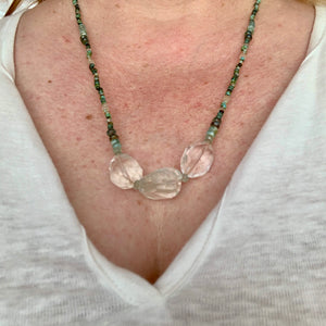 THE PALEST GREEN phantom quartz gemstone necklace