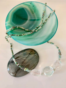 THE PALEST GREEN phantom quartz gemstone necklace