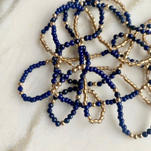 Load image into Gallery viewer, One of a Kind! MIDNIGHT LAPIS gemstone beaded &#39;wristlace&#39; with lapis lazuli and gold beads