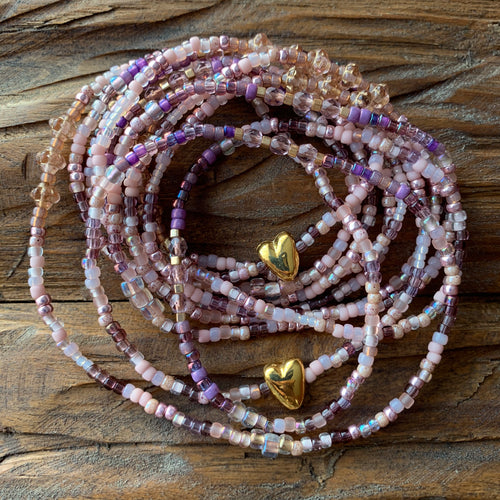 ROSE GOLD beaded 'wristlace' with vintage beads